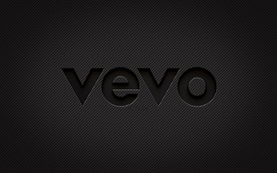 Vevo carbon logo, 4k, grunge art, carbon background, creative, Vevo black logo, brands, Vevo logo, Vevo