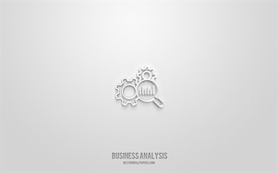 Business Analysis 3d -kuvake, valkoinen tausta, 3d-symbolit, Business Analysis, business icons, 3d icons, Business Analysis sign, business 3d icons