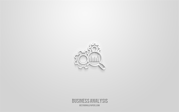 Business Analysis 3d -kuvake, valkoinen tausta, 3d-symbolit, Business Analysis, business icons, 3d icons, Business Analysis sign, business 3d icons
