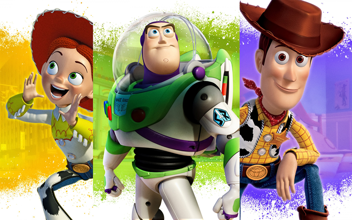 Toy Story, Buzz Lightyear, Sheriff Woody, Toy Story -hahmot, promomateriaalit, juliste