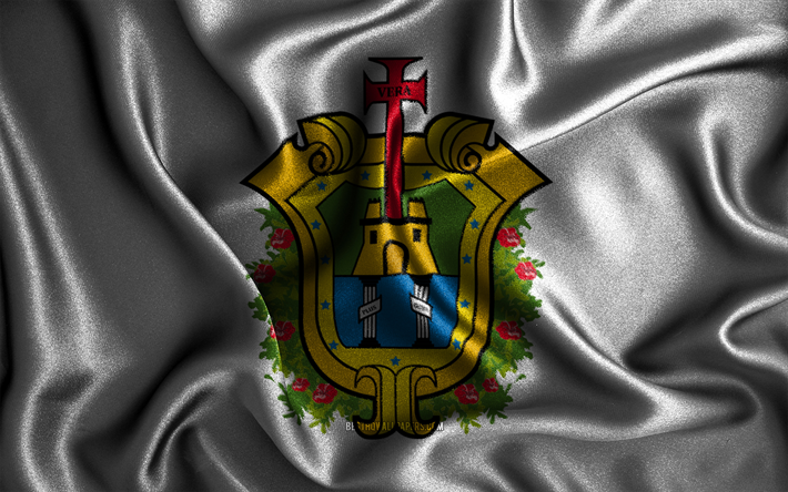 Bandiera di Veracruz, 4k, bandiere ondulate di seta, stati messicani, giorno di Veracruz, bandiere di tessuto, bandiera di Veracruz, arte 3D, Veracruz, Nord America, Stati del Messico, bandiera 3D di Veracruz, Messico