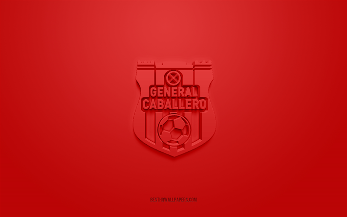 一般的なカバレロJLM, クリエイティブな3Dロゴ, 赤い背景, パラグアイサッカークラブ, パラグアイプリメーラ部門, パラグアイ, 3Dアート, サッカー, 一般的なCaballeroJLM3dロゴ