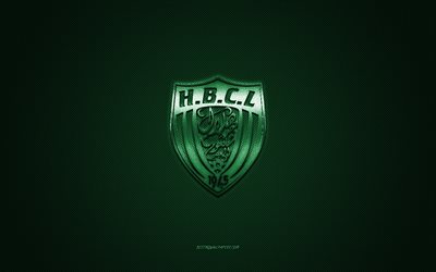 HB Chelghoum Laid, Algeria football club, green logo, green carbon fiber background, Ligue Professionnelle 1, football, Chelghoum Laid, Algeria, HB Chelghoum Laid logo