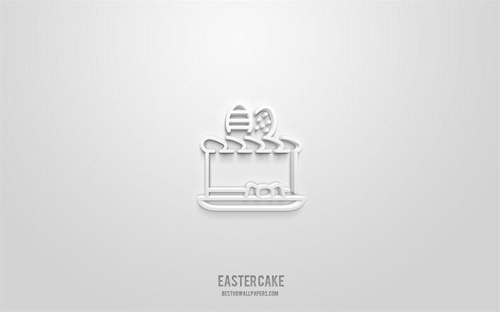 osterkuchen 3d-symbol, wei&#223;er hintergrund, 3d-symbole, osterkuchen, ostersymbole, osterkuchenzeichen, oster-3d-symbole