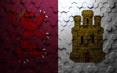 Flag of Caceres, honeycomb art, Caceres hexagons flag, Caceres, 3d hexagons art, Caceres flag