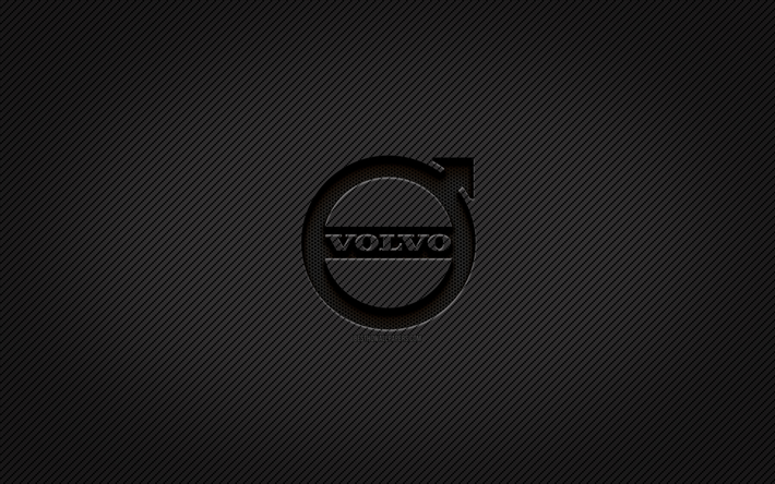 Volvo carbono logotipo, 4k, grunge arte, carbono de fundo, criativo, Volvo preto logotipo, marcas de carros, Volvo logotipo, Volvo