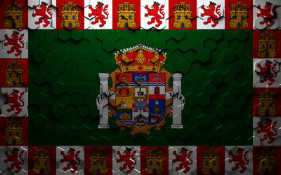 Flag of Cadiz, honeycomb art, Cadiz hexagons flag, Cadiz, 3d hexagons art, Cadiz flag