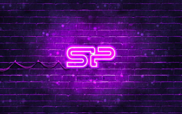 Silicon Power violeta logotipo, 4k, violeta brickwall, Silicon Power logotipo, marcas, Silicon Power neon logo, Silicon Power