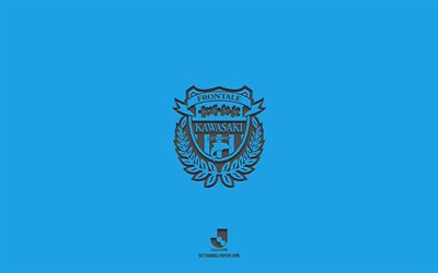 Kawasaki Frontale, fond bleu, &#233;quipe de football japonaise, embl&#232;me AKawasaki Frontale, Ligue J1, Japon, football, logo Kawasaki Frontale