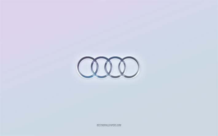 Audi-logo, leikattu 3D-teksti, valkoinen tausta, Audi 3d -logo, Audi-tunnus, Audi, kohokuvioitu logo, Audi 3d-tunnus