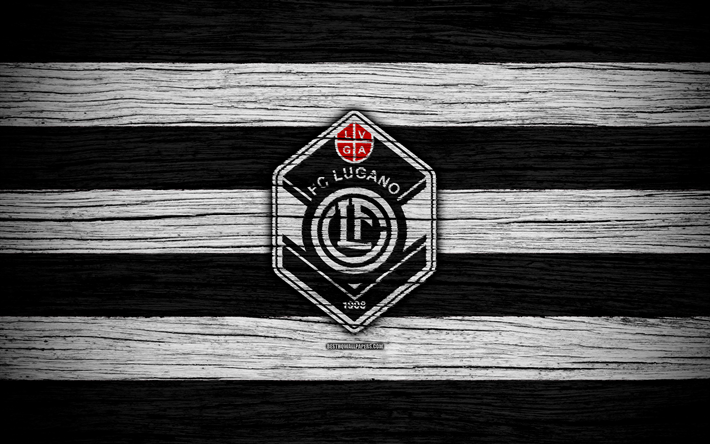 Lugano, 4k, wooden texture, Switzerland Super League, soccer, football, emblem, FC Lugano, Switzerland, logo, Lugano FC