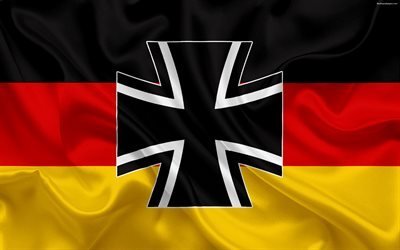 flag of the Bundeswehr, Germany, German armed forces, coat of arms, 4k, silk flag, silk texture, Bundeswehr, German flag, flag of Germany