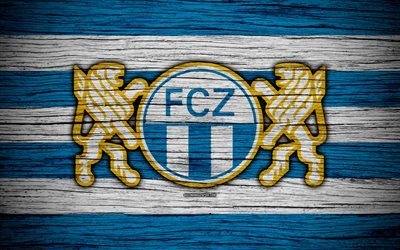 Zurich FC, 4k, wooden texture, Switzerland Super League, soccer, football, emblem, FC Zurich, Switzerland, logo, Zurich