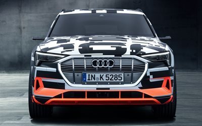 4k, Audi e-Tronプ, フロントビュー, 2018両, 並, Audi