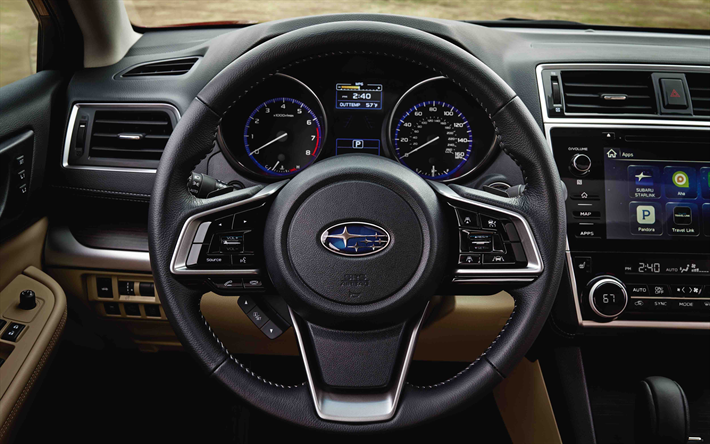 Subaru Legacy, 4k, sisustus, 2018 autoja, kojelauta, uusi Legacy, Subaru