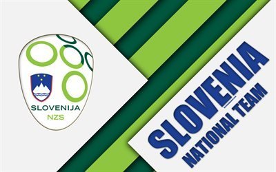 Slovenia national football team, 4k, emblem, material design, white green abstraction, logo, football, Slovenia, coat of arms