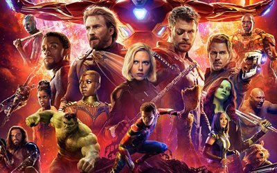 4k, Avengers Infinity War, 2018 pel&#237;cula de superh&#233;roes, cartel