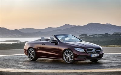Mercedes-AMG E53 Cabriolet, parking, 2019 voitures, coucher de soleil, de cabriolets, de nouvelles E53, Mercedes