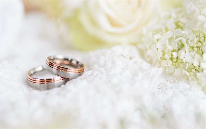 結婚指輪, 春, 春の花, 結婚式の概念, 結婚の挨拶カード, 二輪
