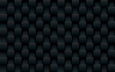 4k, el black metal de los cubos, el cuadrado de texturas, 3D, texturas, patrones cuadrados, cubos, dados, las texturas, los cubos de negro, fondo con cubos