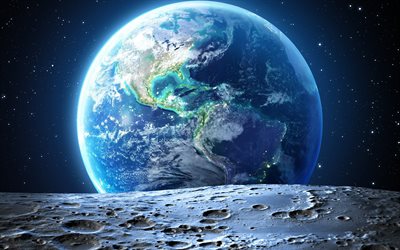 地球から宇宙, 4k, 月面, 銀河, 北米, 南米, sci-fi, 宇宙, の, 惑星, 北米からのスペース, 南アメリカからスペース