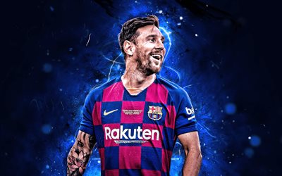 Lionel Messi, la joie, 2020, FC Barcelone, La Liga, l'argentin footballeurs, objectif, FCB, les stars du football, Messi, Leo Messi, le néon, le Barca, le soccer, le football stars, LaLiga, Espagne