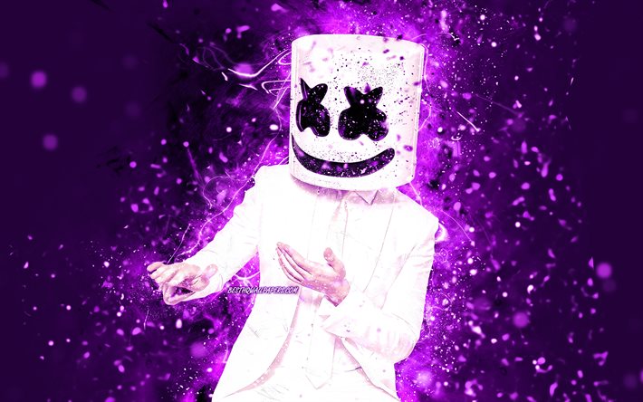 ダウンロード画像 Dj Marshmello 4k 踊り 紫ネオン 音楽星 クリストファー Comstock アメリカのdj Superstars 創造 Marshmello Dj フリー のピクチャを無料デスクトップの壁紙