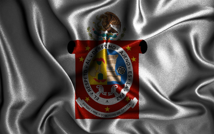 bandera de oaxaca, 4k, banderas onduladas de seda, estados mexicanos, d&#237;a de oaxaca, banderas de tela, arte 3d, oaxaca, am&#233;rica del norte, estados de m&#233;xico, bandera 3d de oaxaca, m&#233;xico