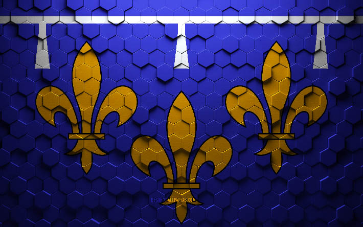 Flag of Orleanais, honeycomb art, Orleanais hexagons flag, Orleanais 3d hexagons art, Orleanais flag