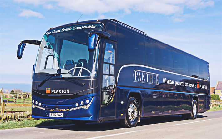 plaxton panther volvo b8r, 4k, personenbef&#246;rderung, 2021 busse, blauer bus, 2021 plaxton panther volvo b8r, personenbus, volvo