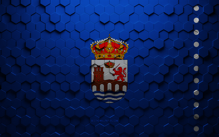 Flag of Ourense, honeycomb art, Ourense hexagons flag, Ourense 3d hexagons art, Ourense flag