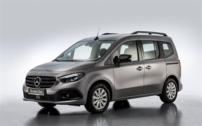 2022, Mercedes-Benz Citan Micro-Camper, 4k, front view, exterior, gray Citan, German cars, Mercedes-Benz