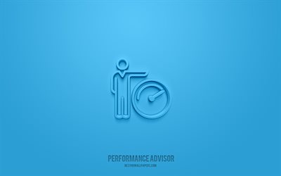 Performance Advisor 3d icon, blue background, 3d symbols, Performance Advisor, business icons, 3d icons, Performance Advisor sign, business 3d icons