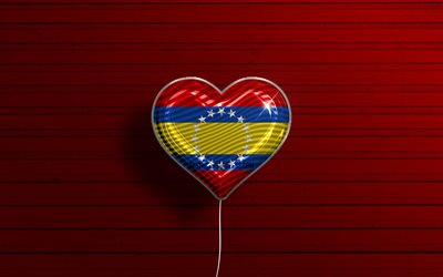 I Love Loja, 4k, realistic balloons, red wooden background, Day of Loja, ecuadorian provinces, flag of Loja, Ecuador, balloon with flag, Provinces of Ecuador, Loja flag, Loja