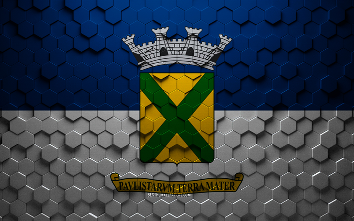 drapeau de santo andre, art en nid d abeille, drapeau d hexagones de santo andre, art d hexagones 3d de santo andre