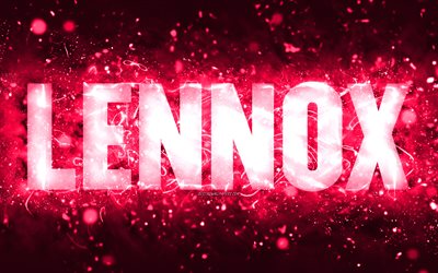 feliz anivers&#225;rio lennox, 4k, rosa luzes de neon, lennox nome, criativo, lennox feliz anivers&#225;rio, lennox anivers&#225;rio, nomes femininos americanos populares, imagem com nome lennox, lennox