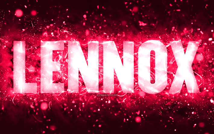 Happy Birthday Lennox, 4k, pink neon lights, Lennox name, creative, Lennox Happy Birthday, Lennox Birthday, popular american female names, picture with Lennox name, Lennox