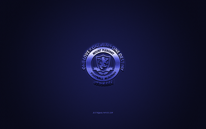 mount pleasant fc, jamaikanischer fu&#223;ballverein, blaues logo, blauer kohlefaserhintergrund, national premier league, fu&#223;ball, saint ann, jamaika, logo des mount pleasant fc