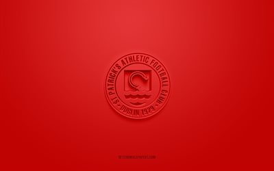 St Patricks Athletic FC, creative 3D logo, red background, Irish football team, League of Ireland Premier Division, Dublin, Ireland, 3d art, football, St Patricks Athletic FC 3d logo