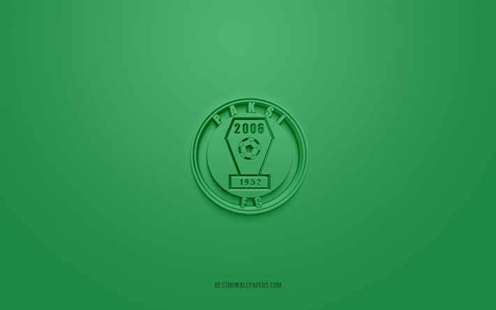 paksi fc, kreativ 3d-logotyp, gr&#246;n bakgrund, nb i, 3d-emblem, ungersk fotbollsklubb, ungern, 3d-konst, fotboll, paksi fc 3d-logotyp