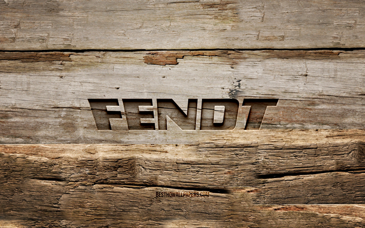 Fendt wooden logo, 4K, wooden backgrounds, brands, Fendt logo, creative, wood carving, Fendt
