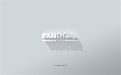 pandora-logo, valkoinen tausta, pandora 3d-logo, 3d-taide, pandora, 3d pandora-tunnus
