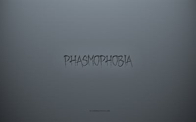 logotipo de phasmophobia, fondo creativo gris, emblema de phasmophobia, textura de papel gris, phasmophobia, fondo gris, logotipo de phasmophobia 3d