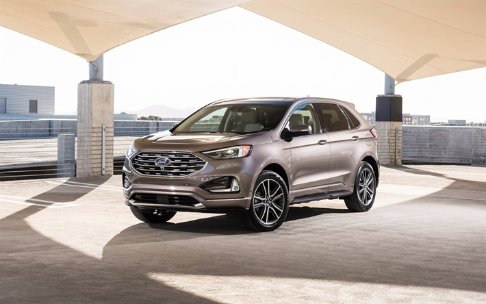 Ford Edge, 2019, Titanium, Elite Package, exterior, front view, crossover, new gray Edge, American cars, Ford