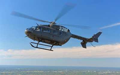 eurocopter uh-72 lakota, licht milit&#228;rische hubschrauber, 4k, us army, us air force, usa, airbus helicopters