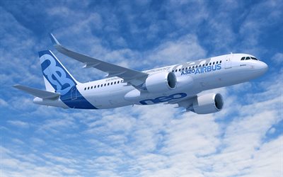 Airbus A320neo, passenger plane, new airplanes, air travel, Airbus, airliner in the sky
