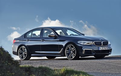 BMW M5, 2019, F90, exterior, business class, new blue M5, sedan, German cars, BMW