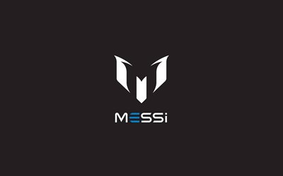 Lionel Messi Logotipo, plano de fundo cinza, o logotipo do jogador de futebol Argentino, Leo Messi