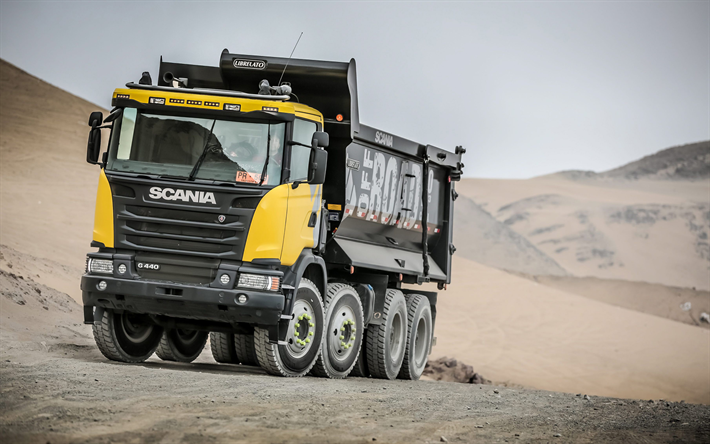 4k, Scania G440 8x4 Agilizar Volquetes, 2018 camiones, cantera, dumper, Scania G440, camiones, Scania