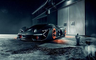 Lamborghini Terzo Millennio, supercar elettrica, esterna, Hypercar, vista frontale, esterno, auto da corsa, unica auto, auto sportiva italiana, concetti, Lamborghini